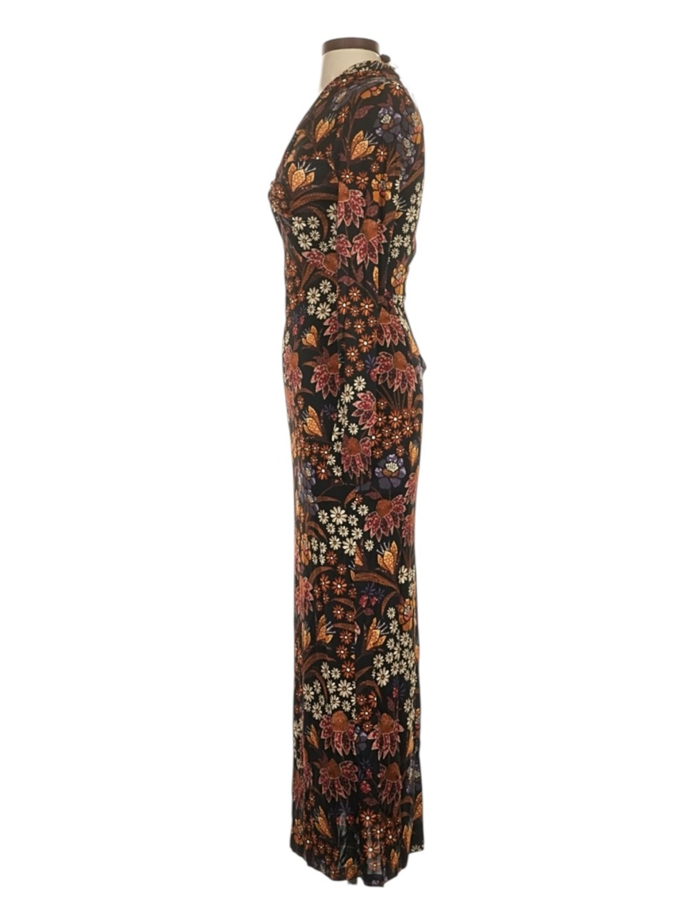 FARM Rio Lili Black Floral Long Sleeve V Neck Maxi Dress Size S NWT $298 - Picture 3 of 12